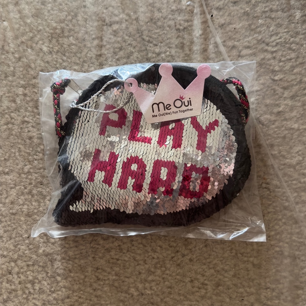 NEW Me Oui Play Hard Sequin Conversation Small Girls Bag